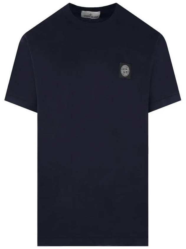 Logo Patch Cotton Short Sleeve T-Shirt Navy - STONE ISLAND - BALAAN 3