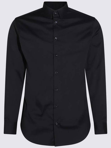 Giorgio Armani Navy Blue Cotton Shirt - GIORGIO ARMANI - BALAAN 1