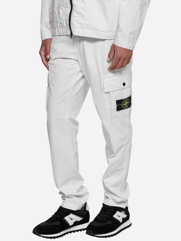 Men's Wappen Patch Slim Cargo Straight Pants White - STONE ISLAND - BALAAN 4