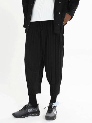 Pleated 9/4 Baggy Pants Black - MONPLISSE - BALAAN 1