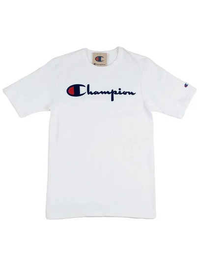 Heritage Shorts Direct Flock Script Short Sleeve Tee White GT19 Y07954 WHC - CHAMPION - BALAAN 2