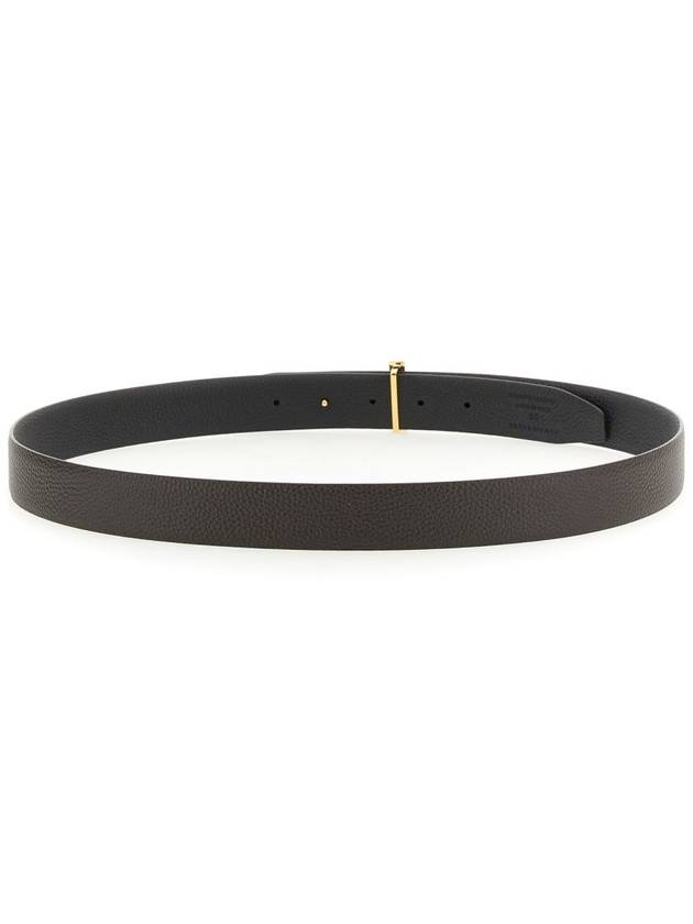 T Logo Reversible Leather Belt Black Brown - TOM FORD - BALAAN 3