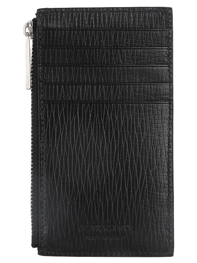 Metal Plate Zipper Card Wallet Black - SALVATORE FERRAGAMO - BALAAN 4