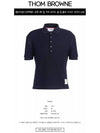 RWB Button Ribbed Polo Wool Knit Top Navy - THOM BROWNE - BALAAN 3