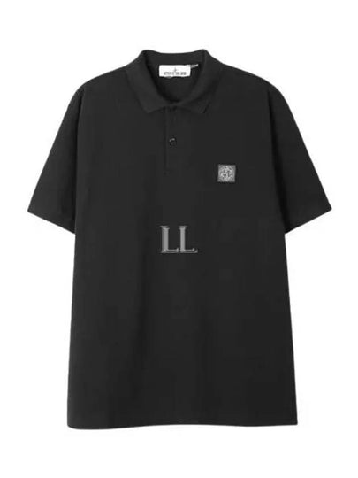 Compass Patch Short Sleeve Polo Shirt Black - STONE ISLAND - BALAAN 2