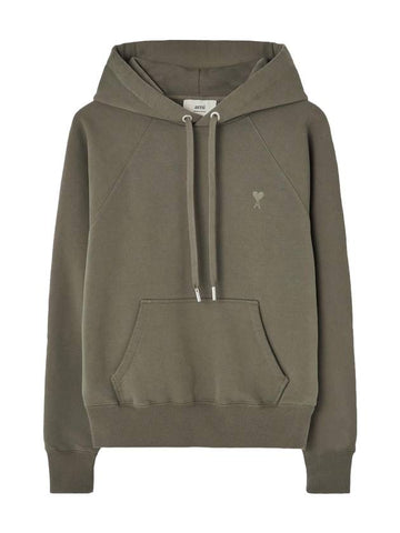 Logo Detail Drawstring Hoodie Smoke Grey - AMI - BALAAN 1