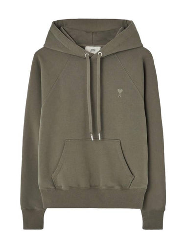 Logo Detail Drawstring Hoodie Smoke Grey - AMI - BALAAN 1