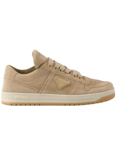 Downtown Suede Low Top Sneakers Ecru - PRADA - BALAAN 1