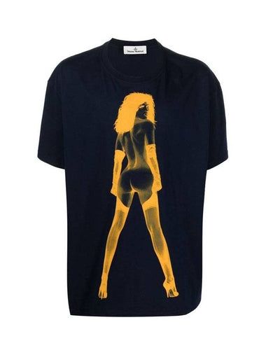 Oversized Pin-Up Short Sleeve T-shirt Navy - VIVIENNE WESTWOOD - BALAAN 1