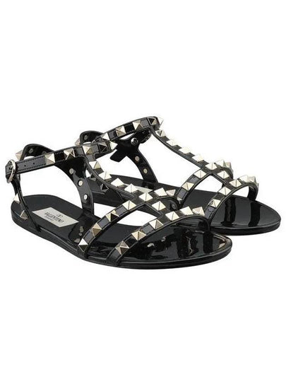 Women's Rockstud Flat Sandals Black - VALENTINO - BALAAN 2