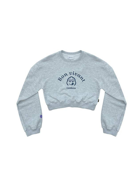 Women's Bon Vivant Crop CrewneckMelange Gray - TABB LUDENS - BALAAN 2