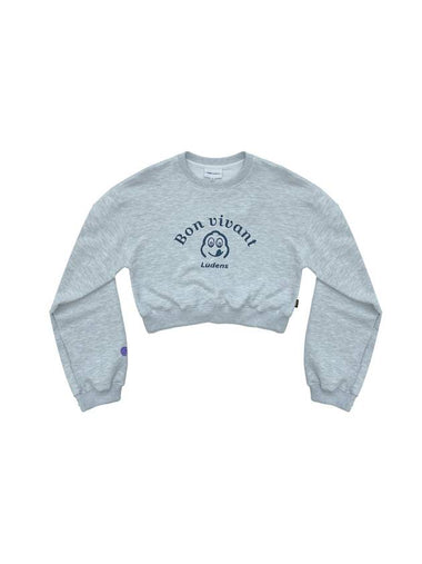 Women's Bon Vivant Crop Crewneck Melange Grey - TABB LUDENS - BALAAN 1