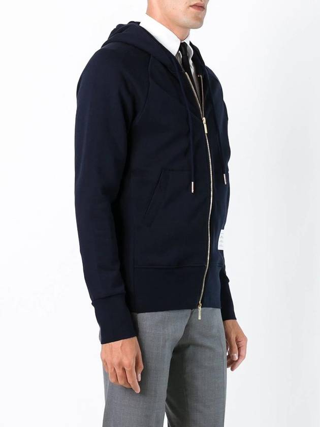 Engineered 4 Bar Diagonal Zip Up Hoodie Navy - THOM BROWNE - BALAAN 4