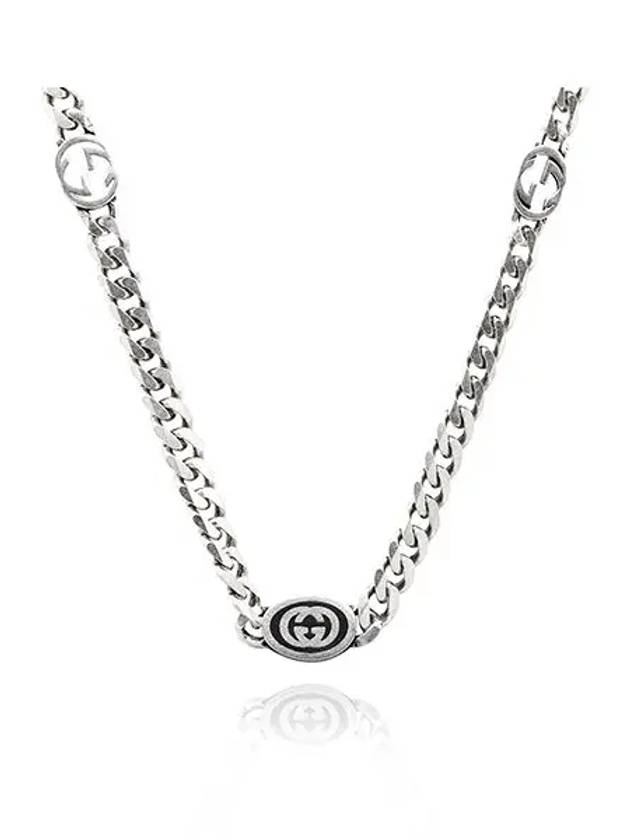 Thin Interlocking G Necklace Silver - GUCCI - BALAAN.