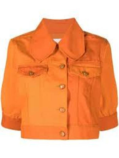 Women's Cotton Crop Denim Jacket Orange - GANNI - BALAAN 2