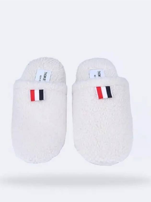 RWB Tab Shearling Slippers White - THOM BROWNE - BALAAN 3