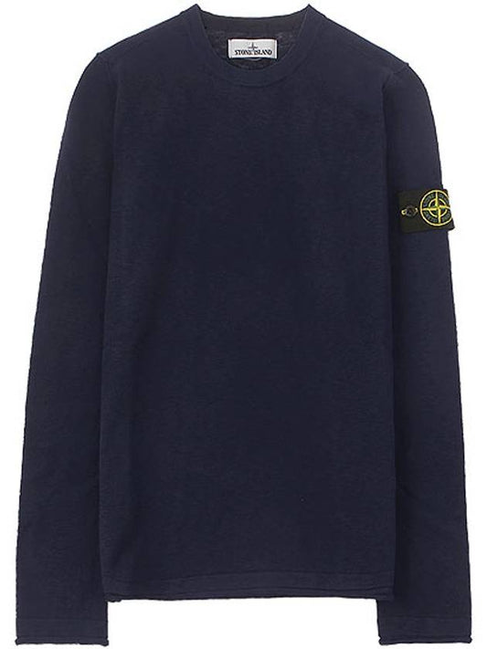 Men's Wappen Patch Round Neck Knit Top Navy - STONE ISLAND - BALAAN 2