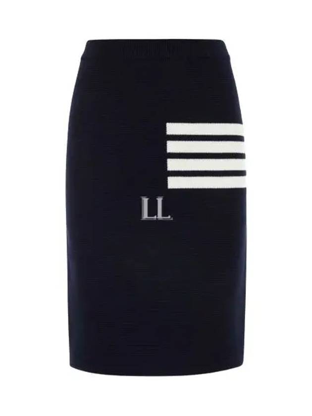 Women's Fine Merino Wool 4 Bar Stitch Pencil Skirt Navy - THOM BROWNE - BALAAN 2