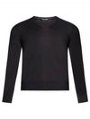 Cotton V-Neck Knit Top Black - TOM FORD - BALAAN 2