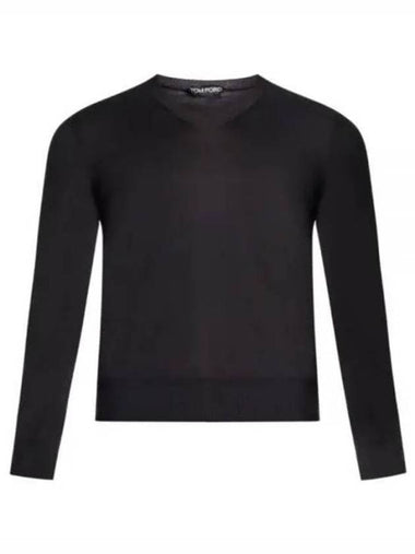 V-Neck Sweatshirt Black - TOM FORD - BALAAN 1