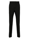 Cigarette Fit Wool Canvas Slacks Black - AMI - BALAAN 4