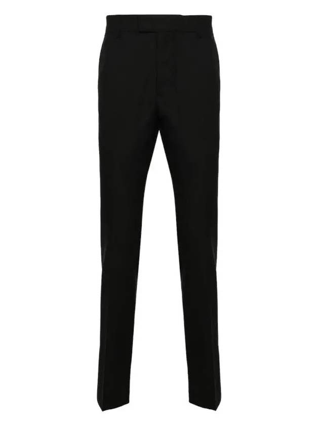 Cigarette Fit Wool Canvas Slacks Black - AMI - BALAAN 4