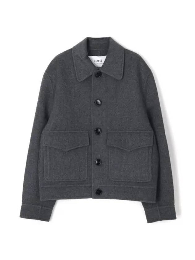 Flap Pocket Wool Cashmere Jacket Grey - AMI - BALAAN 1