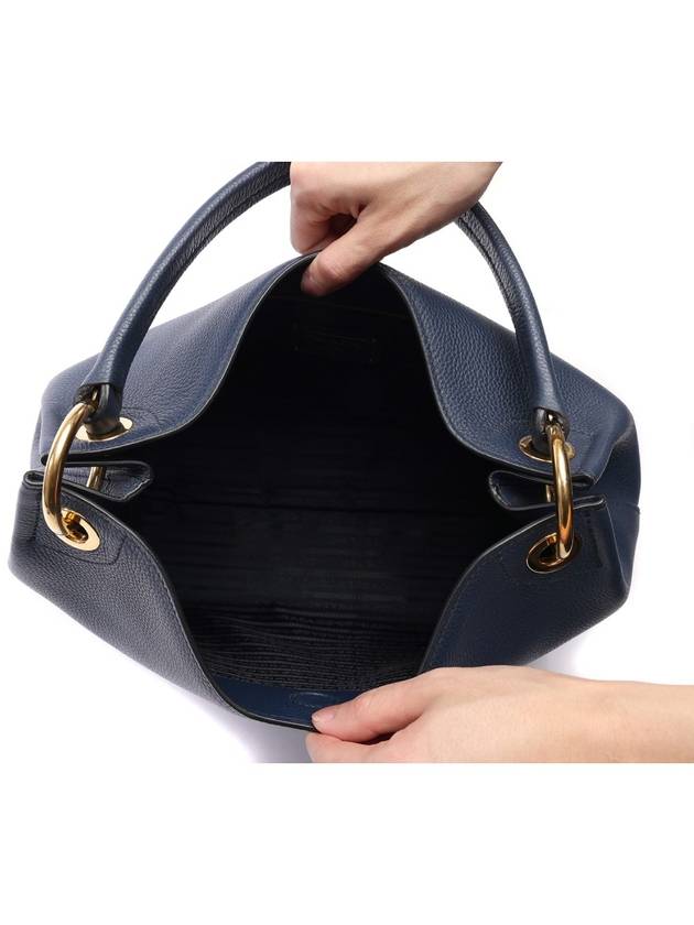 Vitello Phoenix Hobo Bag Navy - PRADA - BALAAN 7