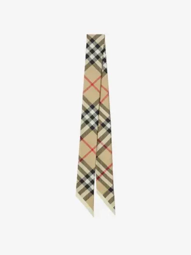 Skinny Check Silk Scarf Archive Beige - BURBERRY - BALAAN 3