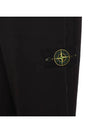 Logo Badge Fleece Regular Fit Jogger Pants Black - STONE ISLAND - BALAAN 5