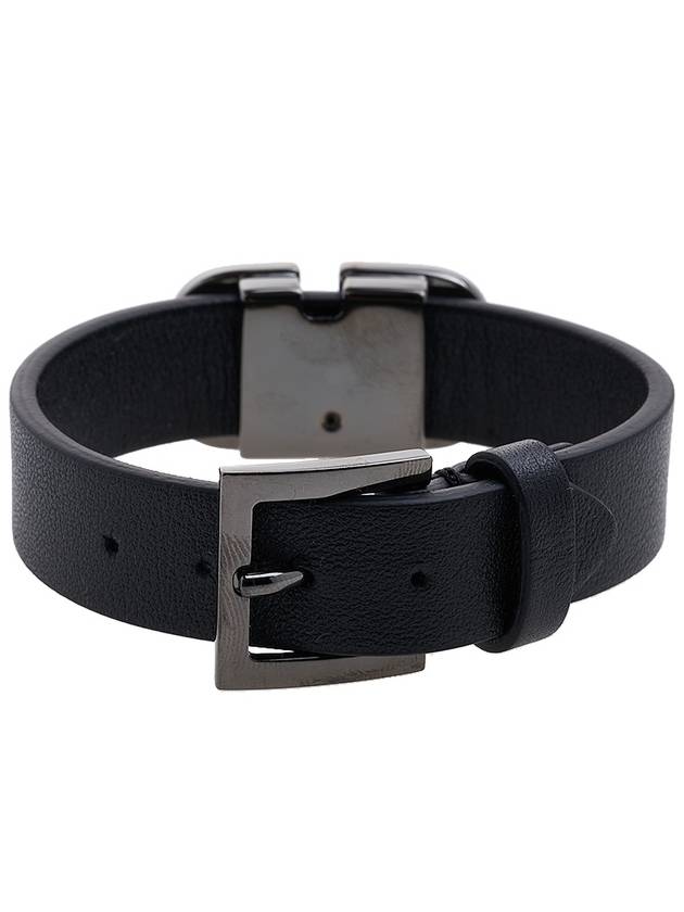 V Logo Leather Bracelet Black - VALENTINO - BALAAN 5