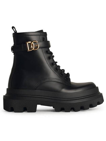 Dolce & Gabbana Black Leather Combat Boots - DOLCE&GABBANA - BALAAN 1