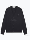 Bold Fox Head Patch V Neck Wool Cardigan Black - MAISON KITSUNE - BALAAN 2