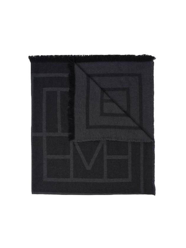 Monogram Logo Wool Muffler Dark Grey - TOTEME - BALAAN 1