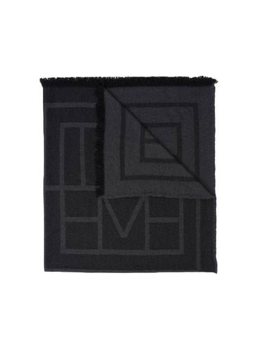 Monogram Logo Wool Muffler Dark Gray - TOTEME - BALAAN 1