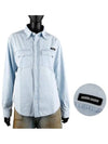 Logo Patch Cotton Long Sleeve Shirt Light Blue - MIU MIU - BALAAN 2