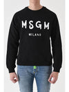 Women's Brushed Logo Crew Neck Sweatshirt Black - MSGM - BALAAN 3