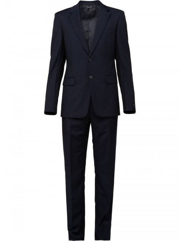 Wool Mohair Single Breasted Suit Navy - PRADA - BALAAN 1