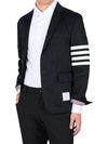 4 Bar Armband Cotton Blazer Jacket Navy - THOM BROWNE - BALAAN 4