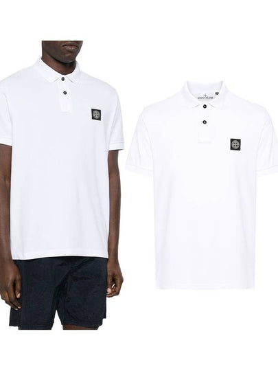 Pique Stretch Cotton Short Sleeve Polo Shirt White - STONE ISLAND - BALAAN 2