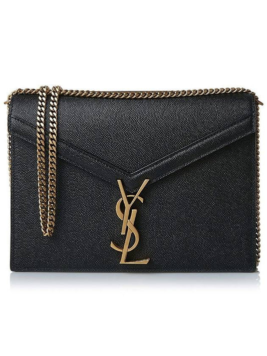 Cassandra Medium Chain Bag in Grain de Poudre Embossed Leather Black - SAINT LAURENT - BALAAN 2