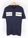 Men's Two-Line Round Short-Sleeved T-Shirt Navy - NEIL BARRETT - BALAAN 2