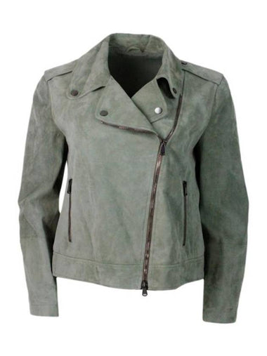 Leather Jacket M0PCL2873C8706 GREEN - BRUNELLO CUCINELLI - BALAAN 1