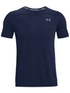 Men's Seamless Logo Short Sleeve T-Shirt Navy - UNDER ARMOUR - BALAAN 2