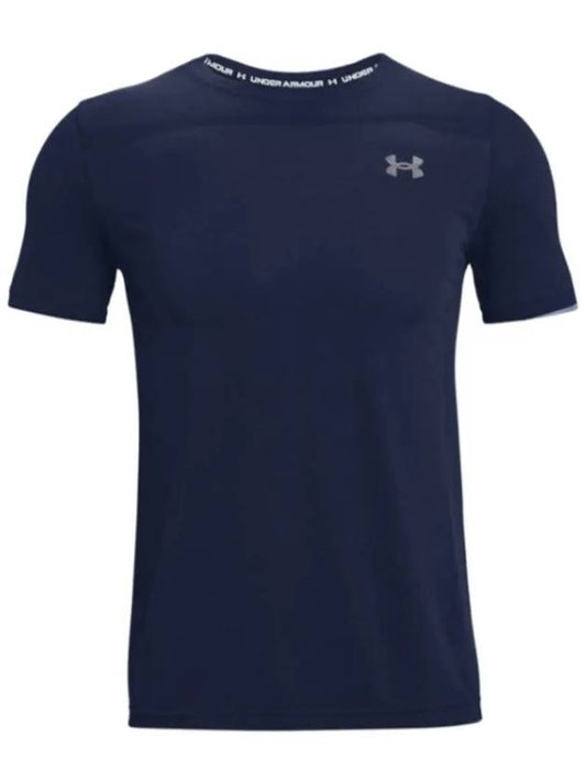 Men's Seamless Logo Short Sleeve T-Shirt Navy - UNDER ARMOUR - BALAAN 2