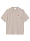 Small Heart Logo Boxy Fit Short Sleeve T-shirt Heather Light Beige - AMI - BALAAN 2