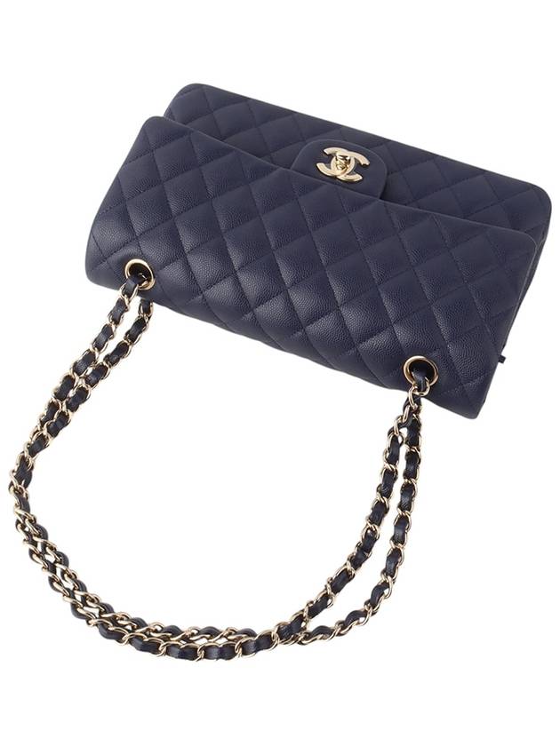 A01112 Caviar Classic 2 55 Medium Gold Chain Shoulder Bag Navy Department Store Invoice 34276 1 - CHANEL - BALAAN 4