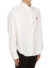 Button Down Boxy Fit Oxford Long Sleeve Shirt Natural White - AMI - BALAAN 4