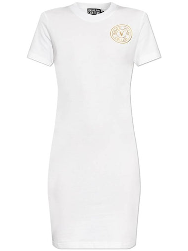 Versace Jeans Couture Dress With Printed Logo, Women's, White - VERSACE - BALAAN 1