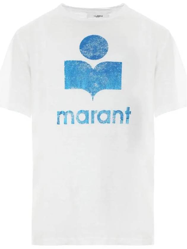 Zewel Logo Linen Short Sleeve T-Shirt White - ISABEL MARANT - BALAAN 2